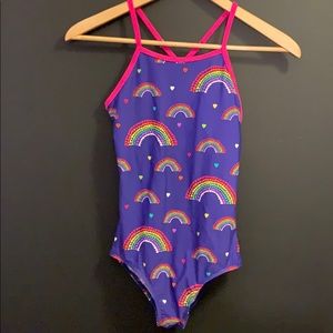 Rainbow swimsuit.